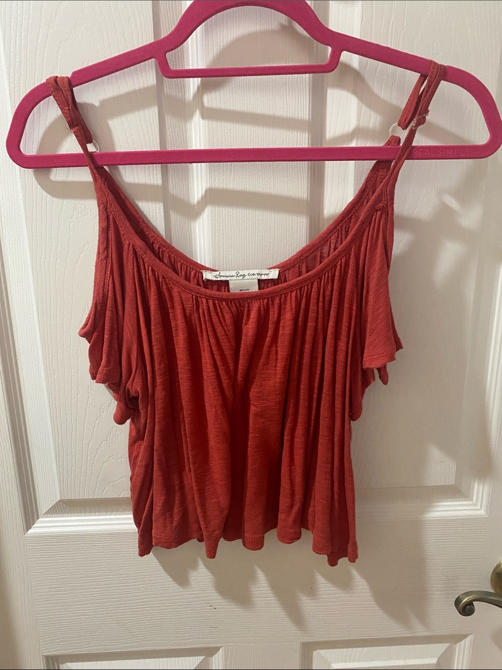 American Rag Rust Red Flowing Cold-Shoulder Spaghetti Strap Camisole
